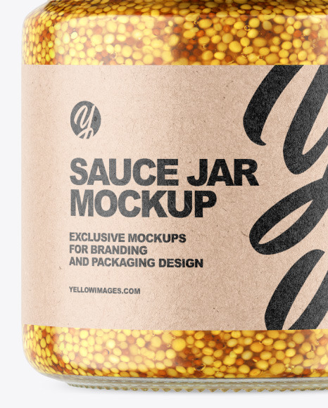 Clear Glass Jar w/ Wholegrain Mustard Mockup