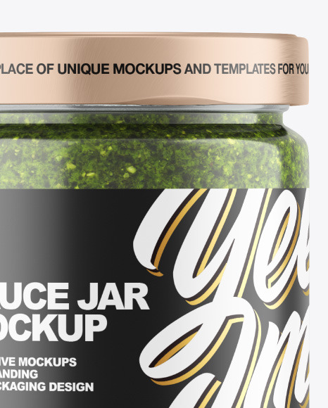 Clear Glass Jar w/ Pesto Mockup