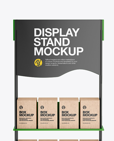 Matte Display Stand w/ Boxes Mockup