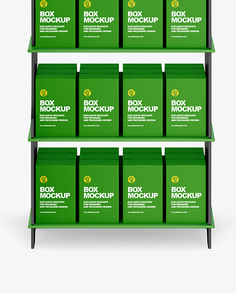 Matte Display Stand w/ Boxes Mockup