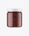 Clear Glass Jar w/ Raspberry Jam Mockup