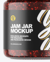 Clear Glass Jar w/ Raspberry Jam Mockup