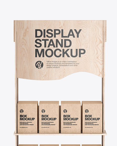 Wooden Display Stand w/ Boxes Mockup