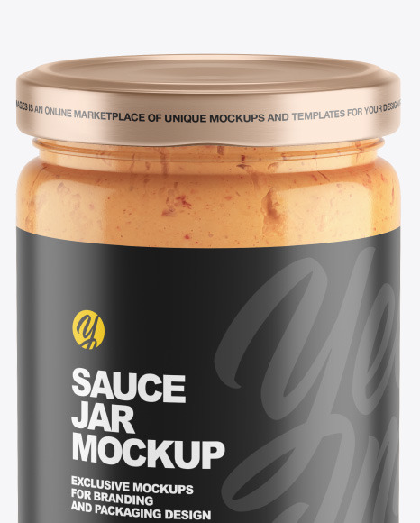 Clear Glass Jar w/ Chilli Spread Mockup Clear Glass Jar w/ Chilli Spread Mockup