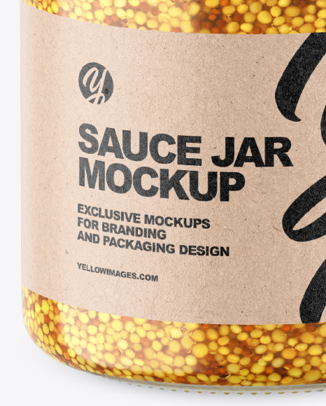 Clear Glass Jar w/ Wholegrain Mustard Mockup