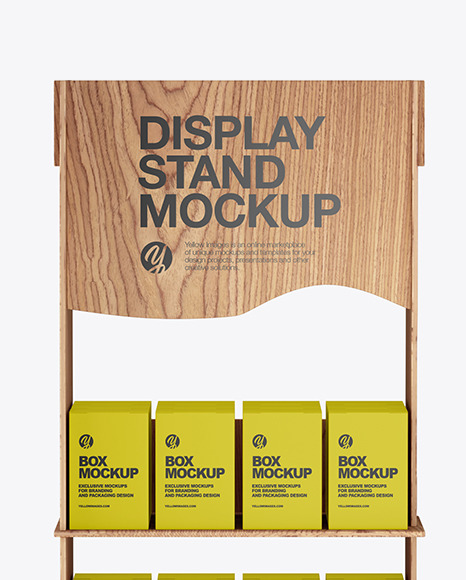 Wooden Display Stand w/ Boxes Mockup