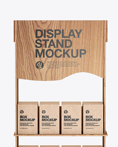 Wooden Display Stand w/ Boxes Mockup