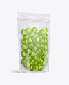 Clear Plastic Stand-up Pouch w/ Gummies Mockup