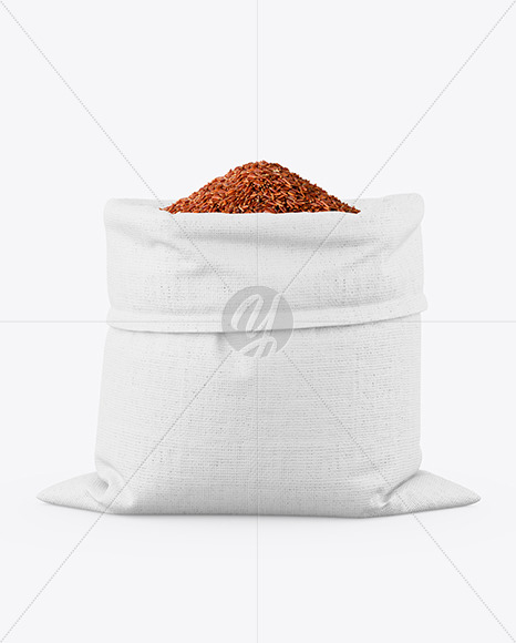 Canvas Sack with Red Rice Mockup