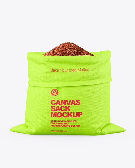 Canvas Sack with Red Rice Mockup