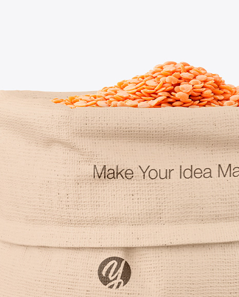 Canvas Sack with Red Lentil Mockup