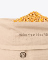 Canvas Sack with Dried Yellow Peas Mockup