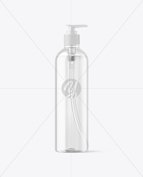 Clear Cosmetic Bottle with Pump Mockup