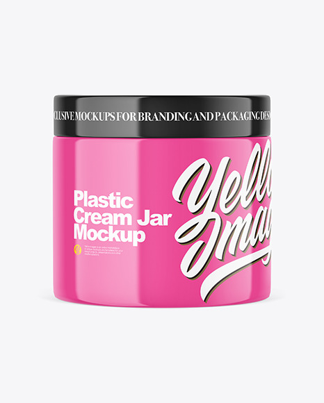 Glossy Plastic Cream Jar Mockup