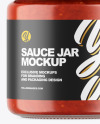 Clear Glass Jar w/ Tomato Sauce Mockup