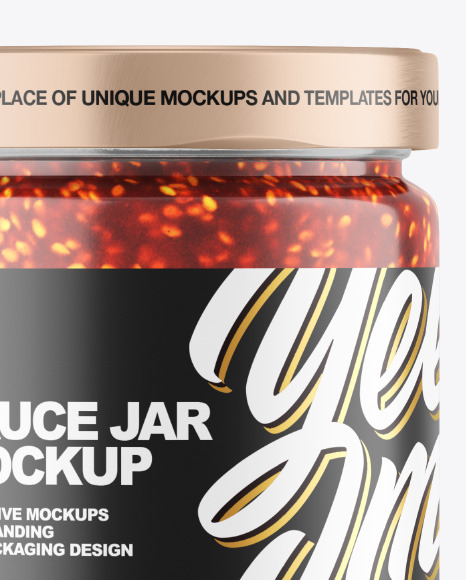 Clear Glass Jar w/ Jam Mockup