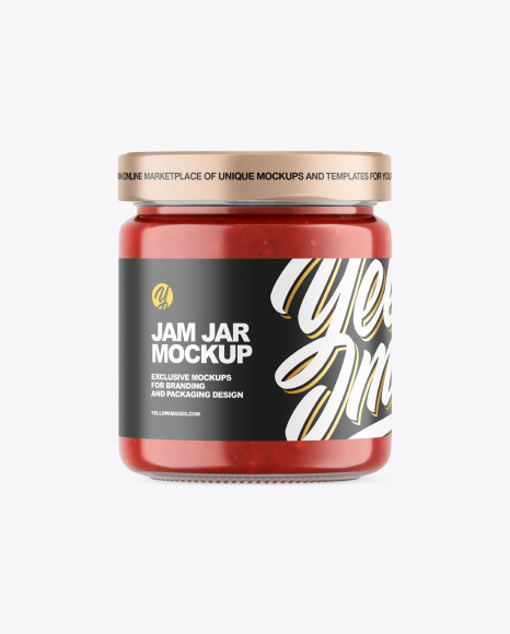 Clear Glass Jar w Jam Mockup - Clear+Glass+Jar+W+Strawberry+Jam+Mockup+In+Jar+Mockups+On