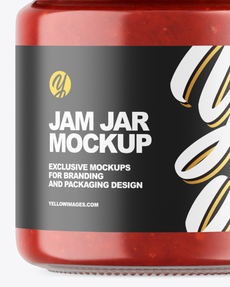 Clear Glass Jar w/ Jam Mockup