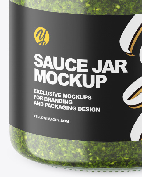 Clear Glass Jar w/ Pesto Mockup