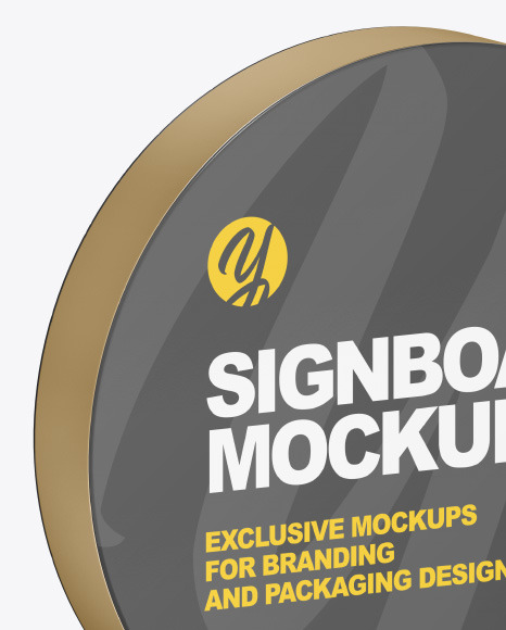 Metallic Round Signboard Mockup