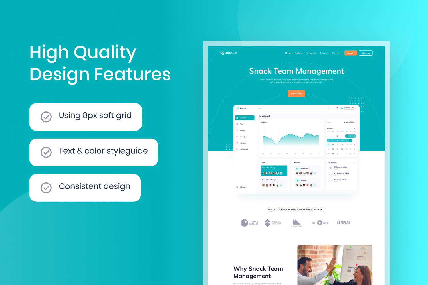 SaaS Team Management Dashboard Website Template