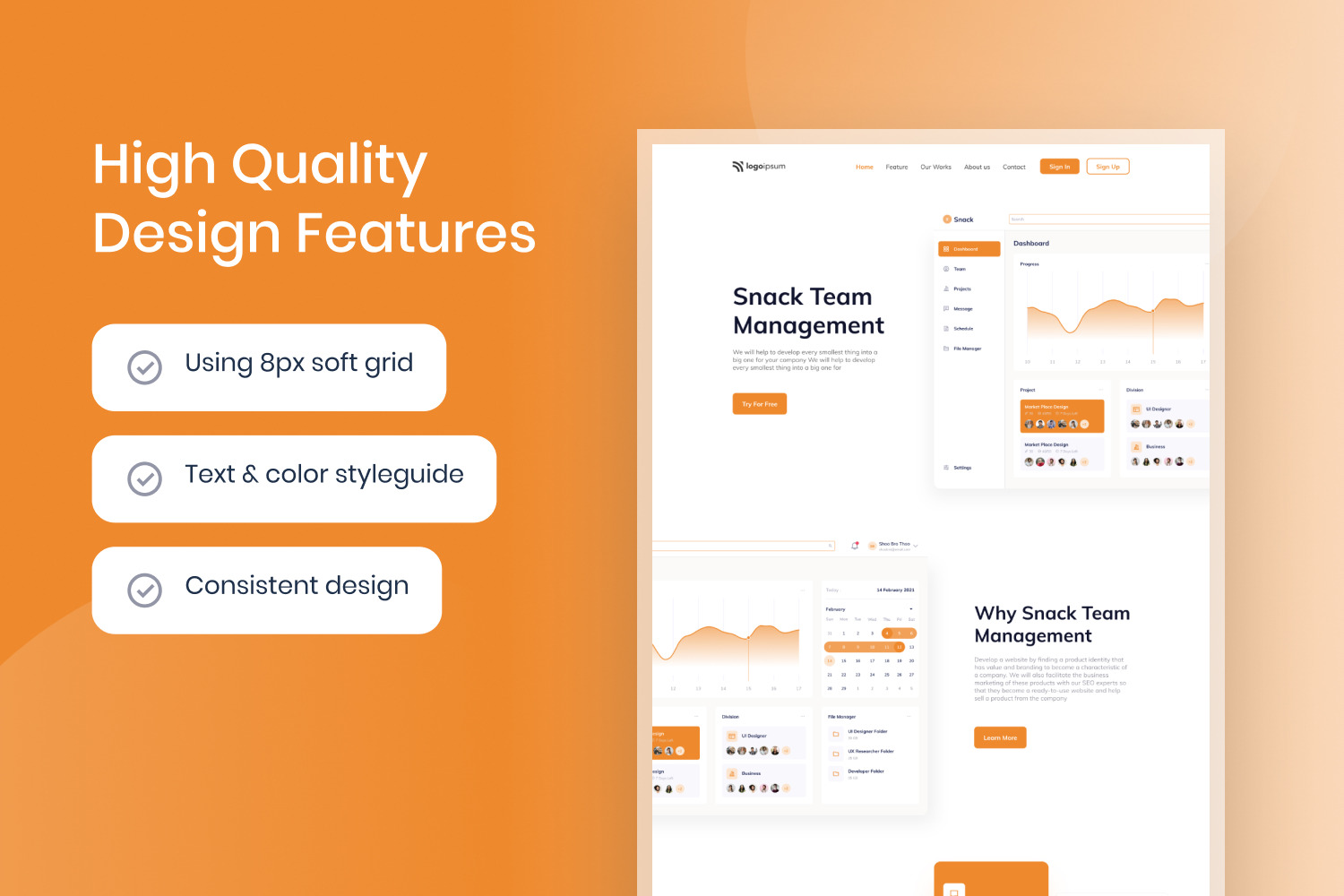 SaaS Team Management Dashboard Website Template