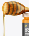 Glossy Honey Jar w/ Wooden Dipper Mockup