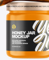 Glossy Honey Jar w/ Wooden Dipper Mockup