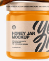 Glossy Honey Jar w/ Wooden Dipper Mockup