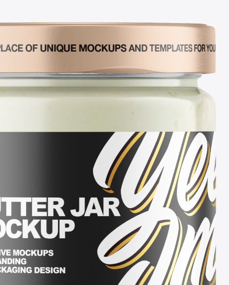 Clear Glass Jar w/ Coconut Butter Mockup