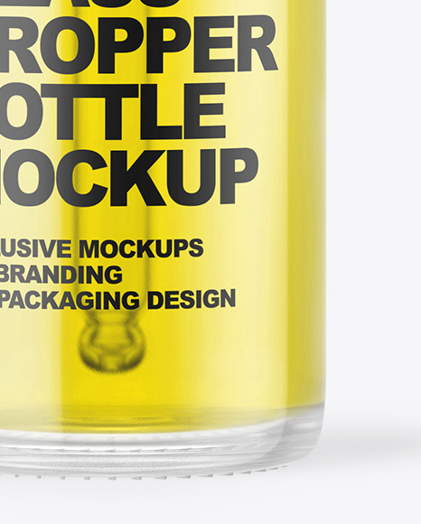 Clear Glass Dropper Bottle with Oil Mockup