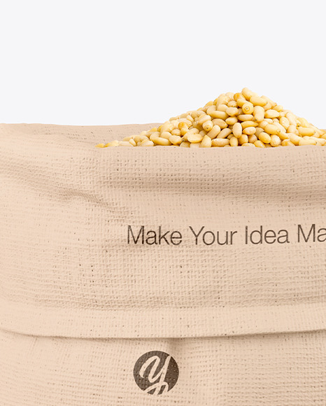 Canvas Sack with Pine Nuts Mockup