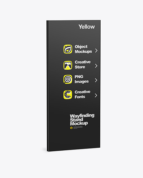 Wayfinding Stand With Wooden Desk Mockup