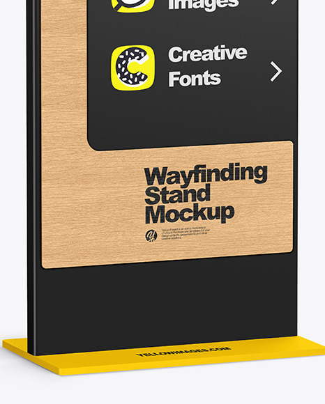 Wayfinding Stand With Wooden Desk Mockup