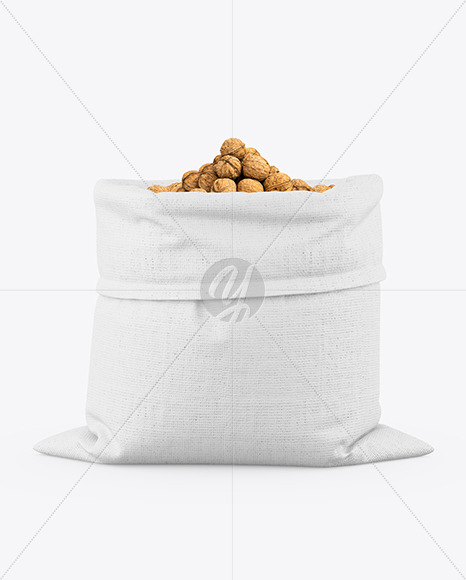 Canvas Sack with Walnuts Mockup