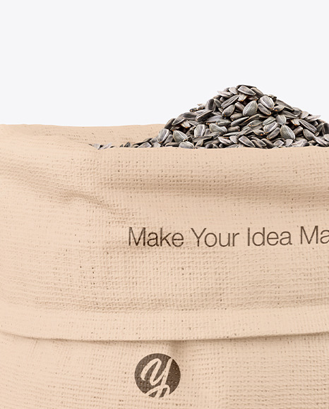 Canvas Sack with Sunflower Seeds Mockup