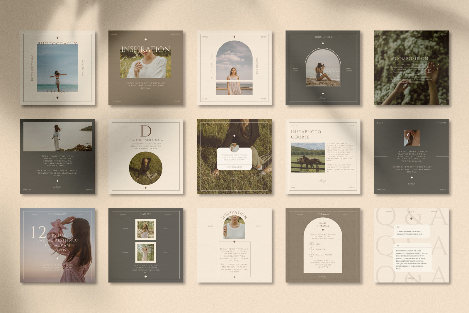 60 Instagram Templates For Canva | Daisy Collection on Yellow Images ...