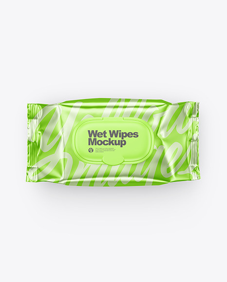 Metallic Wet Wipes Pack Mockup