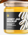 Clear Glass Honey Jar w/ Wooden Dipper Mockup