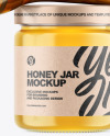 Clear Glass Honey Jar w/ Wooden Dipper Mockup