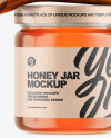 Clear Glass Honey Jar w/ Wooden Dipper Mockup