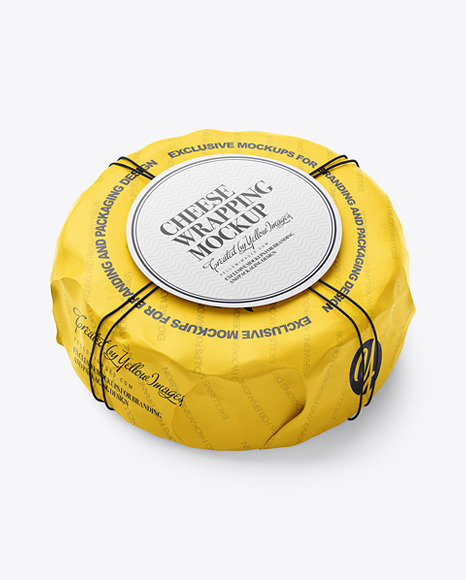 Cheese Wheel Wrapped In Paper Mockup