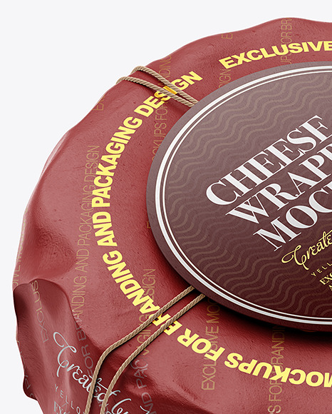 Cheese Wheel Wrapped In Paper Mockup