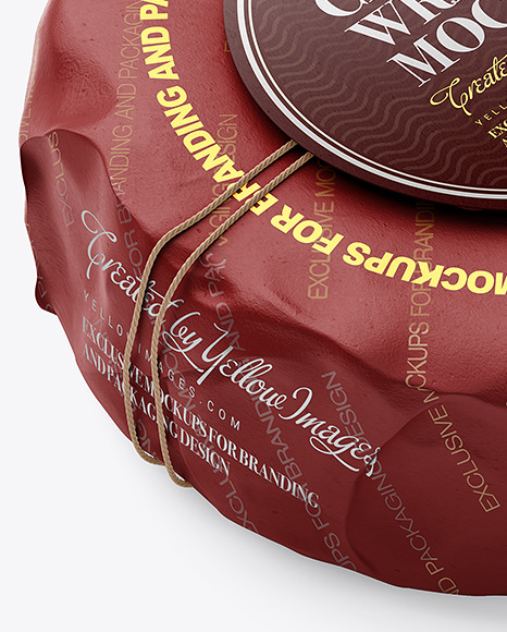 Cheese Wheel Wrapped In Paper Mockup