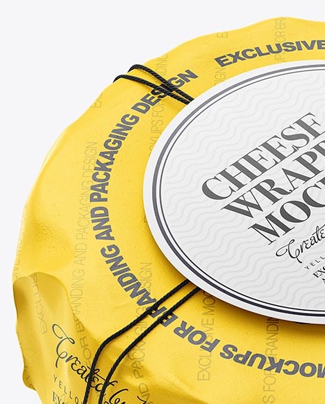 Cheese Wheel Wrapped In Paper Mockup