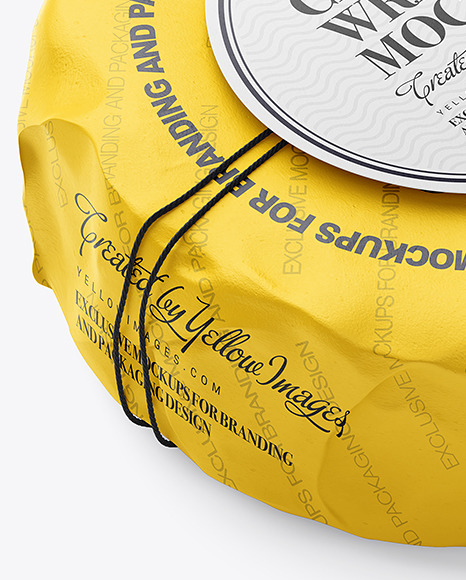 Cheese Wheel Wrapped In Paper Mockup