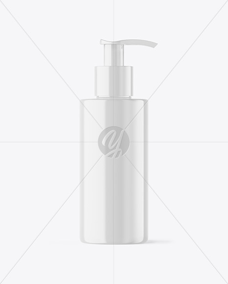 Glossy Cosmetic Bottle with Pump Mockup