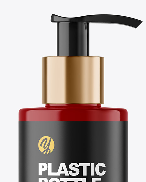 Glossy Cosmetic Bottle with Pump Mockup