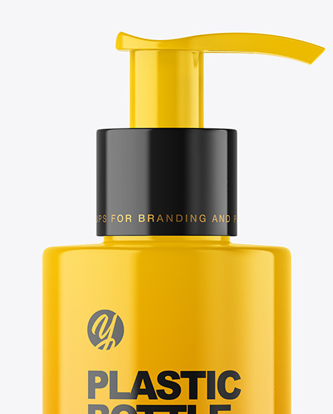 Glossy Cosmetic Bottle with Pump Mockup