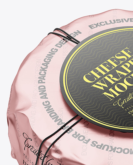 Cheese Wheel Wrapped In Metallized Paper Mockup